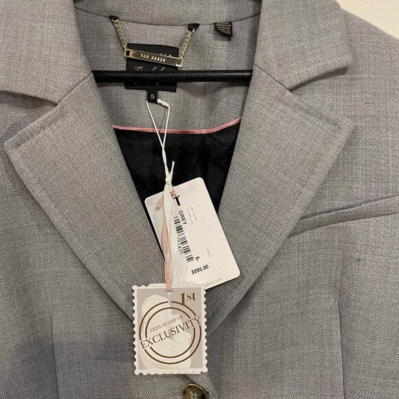 New Ted Baker Faedra Wool Blend Tailored Coat Gray sz 5, 12, L $595 - Picture 7 of 10